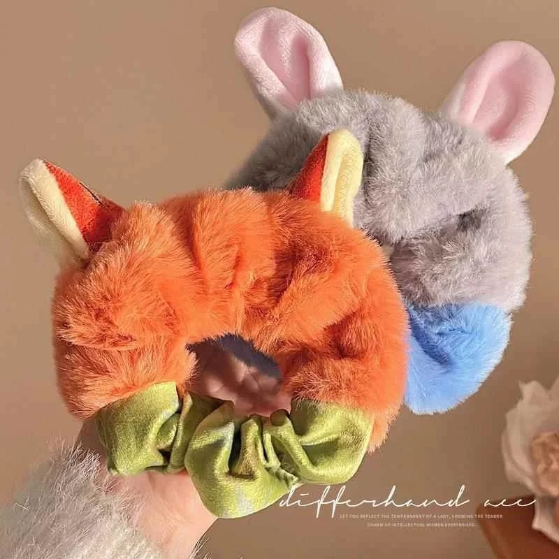 Zootopia 2 Hot Disney Judy Niki, lazos elásticos para el cabello de felpa para mujer, nuevas bandas para el cabello 2025, accesorios para el cabello, juguetes con forma de intestino grueso, regalo