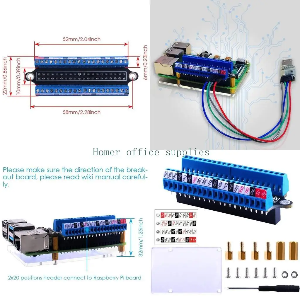 

K43B для платы расширения с винтовыми клеммами GPIO, плата модуля коммутационного блока с винтовыми клеммами для 4B/3B+