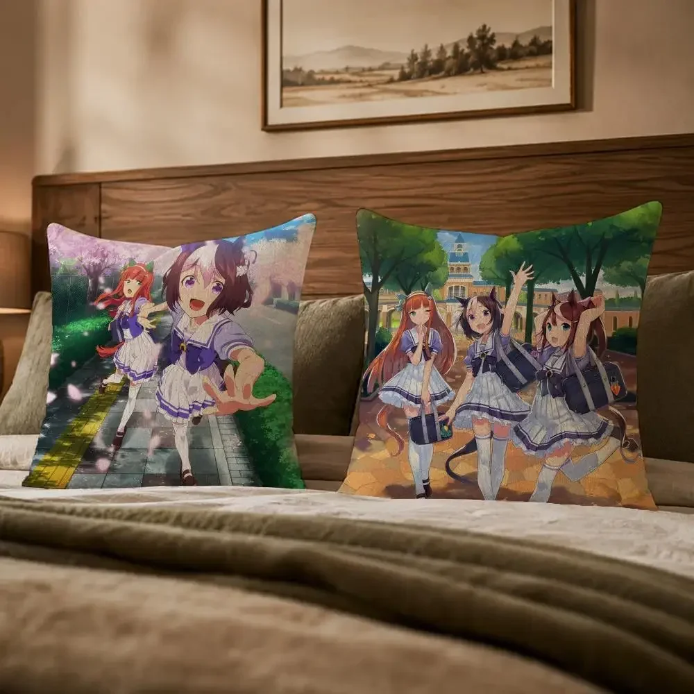 Popular Game Uma Musume Pretty Derby Cushion Cover Ultra Soft Throw Pillow Cover Skin Friendly for Sofa Bed Home Decor Gift