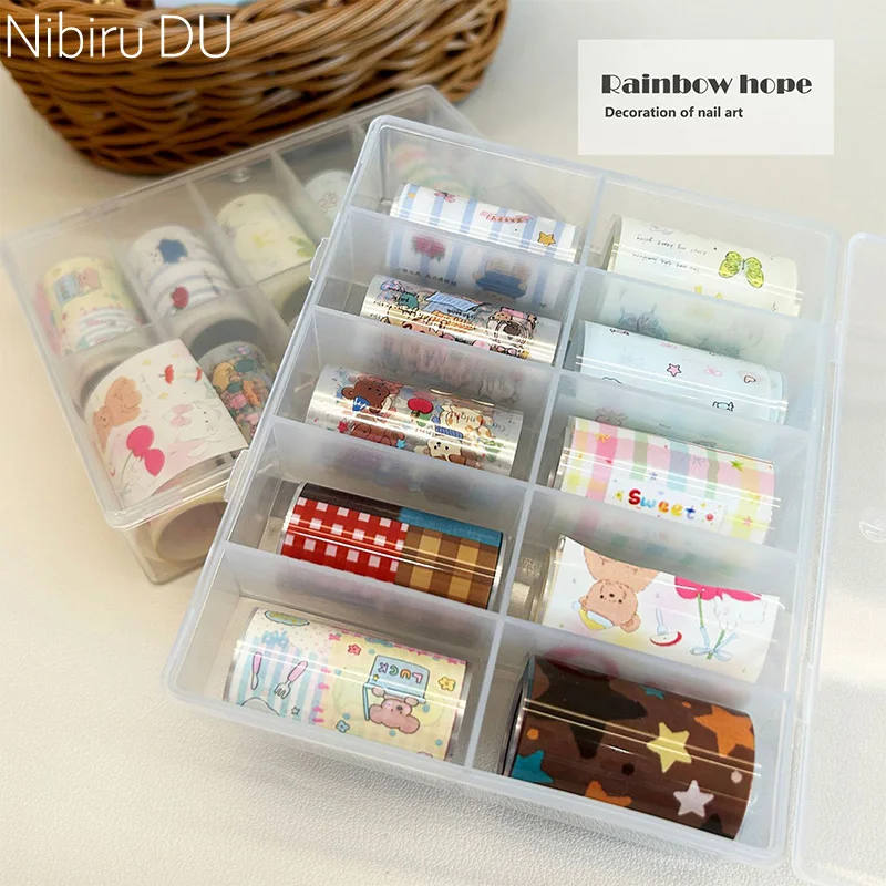 

10pcs/Box Charm Nail Foils Adhesive Decals for Transfer Paper Stickers Nail Art Decorations Wraps Lids Nail Art Decorations