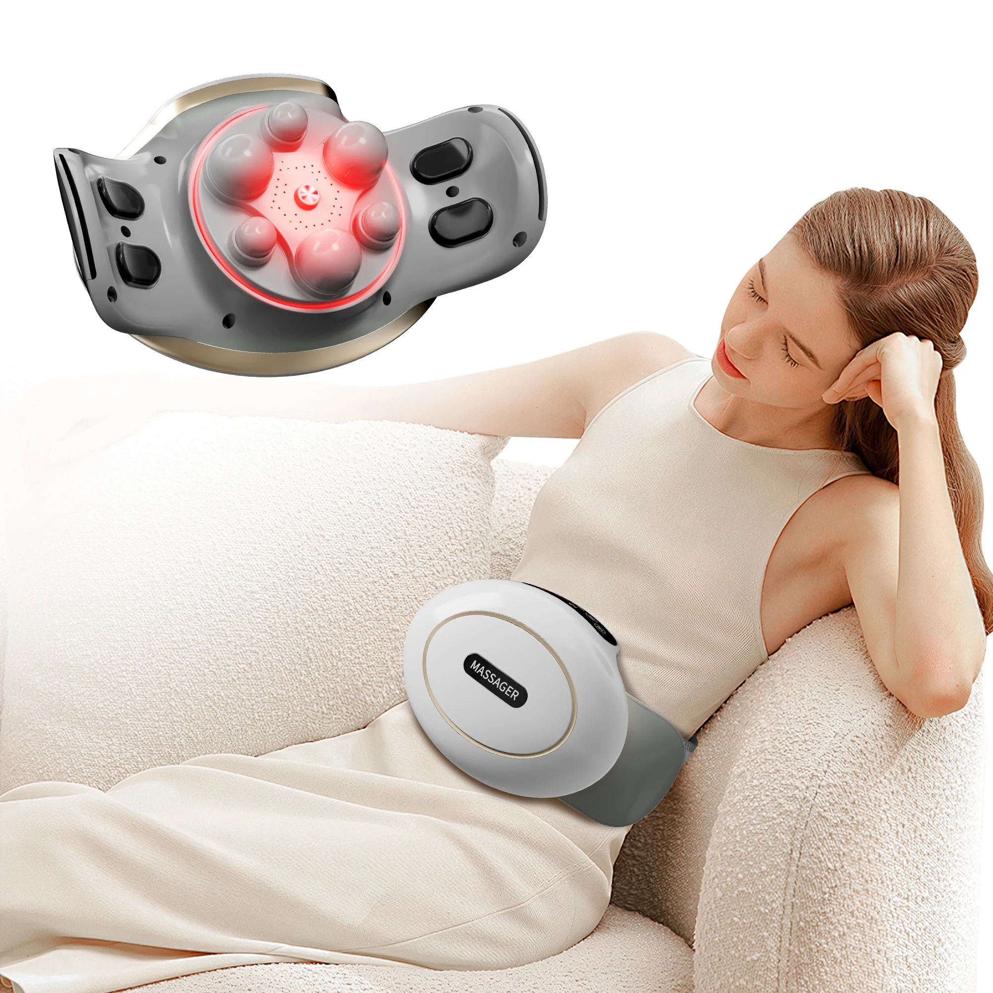 

Electric Abdominal Massager with Heat, Kneading Belly Massager for Digestive Comfort, Rechargeable Stomach Massage, Ideal Gifts