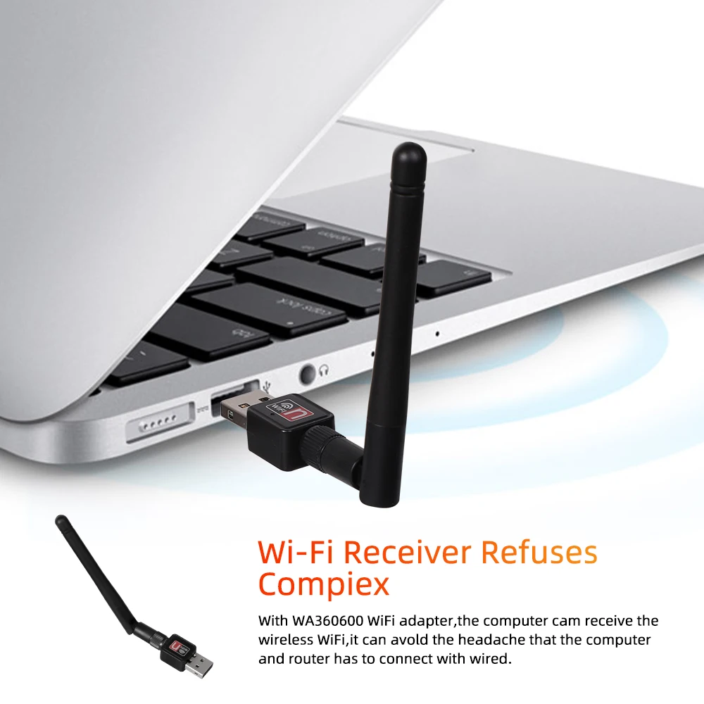 150Mbps RTL8188 Wireless Network Lan Card USB WiFi Adapter LAN Wi-Fi Receiver Dongle 2dbi Gain Antenna for PC Win 7 8 10 11