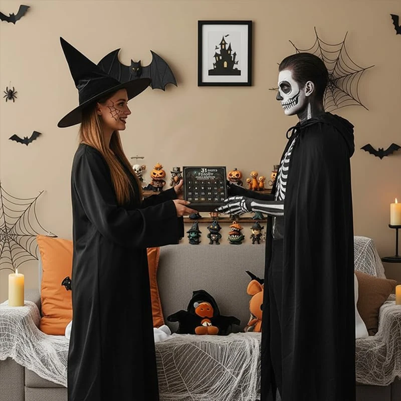 

31 коробка обратного отсчета на Хэллоуин — адвент-календарь на 2025 год с 31 жуткими фигурками, коллекционные куклы ужасов-A27R