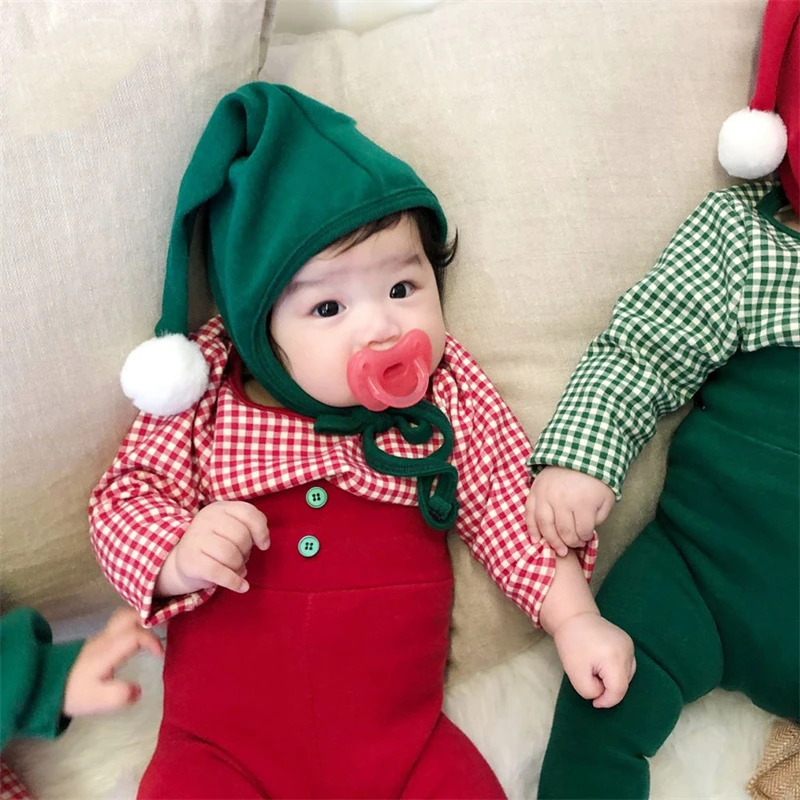 INS Style Chic Baby Christmas Clothing Sets Plaid Top High Waist Pants Hat Sets Coral Fleece Vest Waistcoat For Xmas New Year