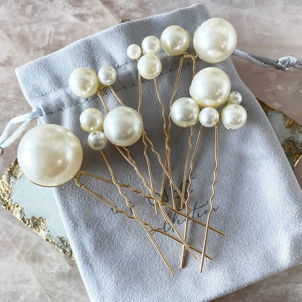 Simulated Pearl Hair Pins and Clips Barrette U Shaped Hair Sticks Bridal Wedding Hair Accessories Women Hair Styling Jewelry