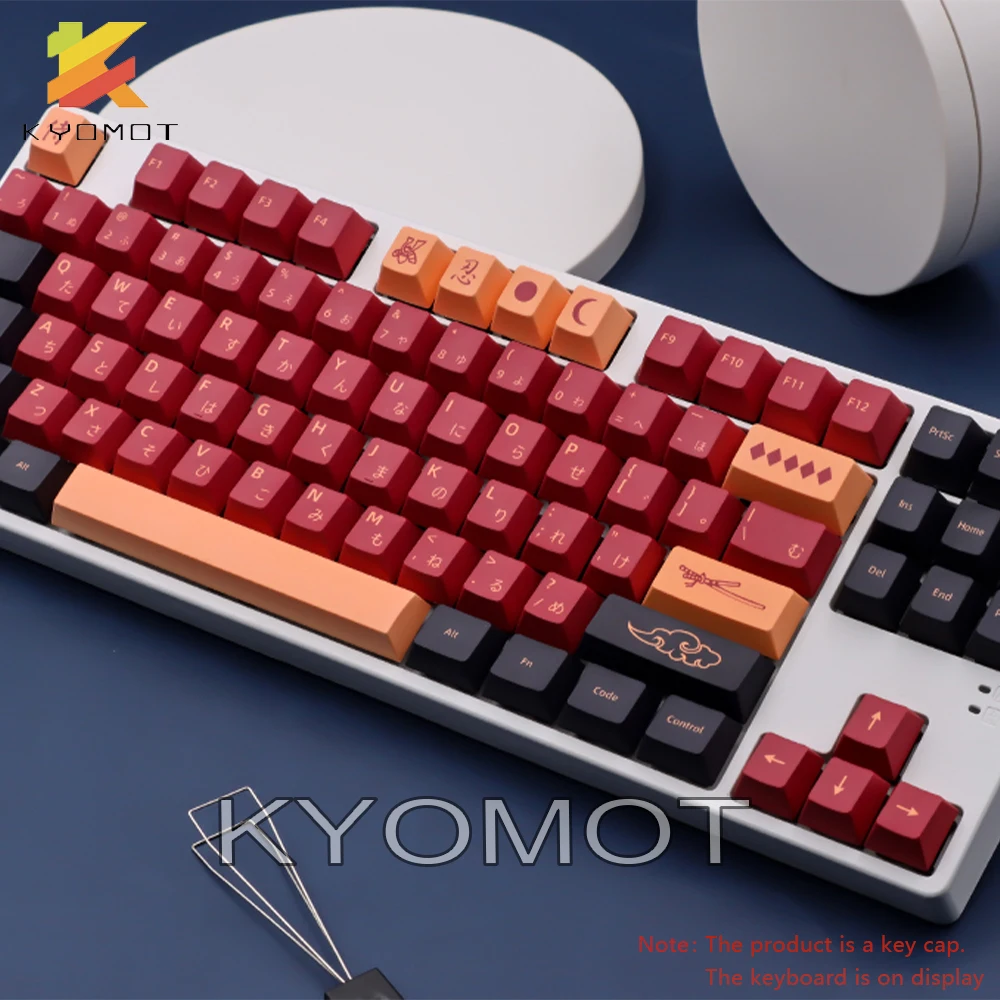 Imagem -06 - Kyomot Gmk Samurai Vermelho Cereja Perfil Keycaps Pbt Sub-tintura Coreano Keycap para mx Switch Faça Você Mesmo Layout Jogo Ducky Teclado Mecânico