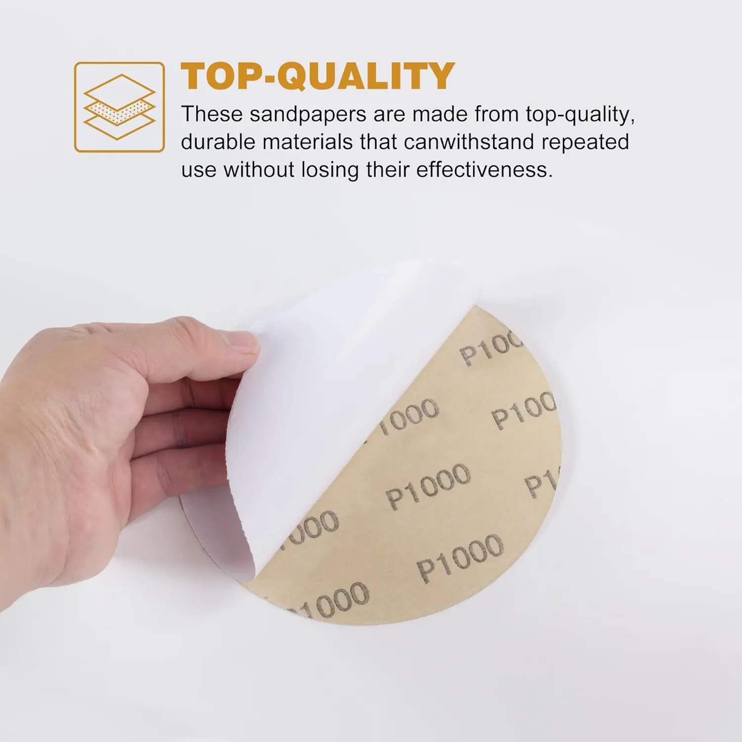 5 Inch PSA Sandpaper 1000 Grit 50 pcs Sanding Discs Silicon Carbide Cloth for Polishing and Sanding Stone Glass Marble Car
