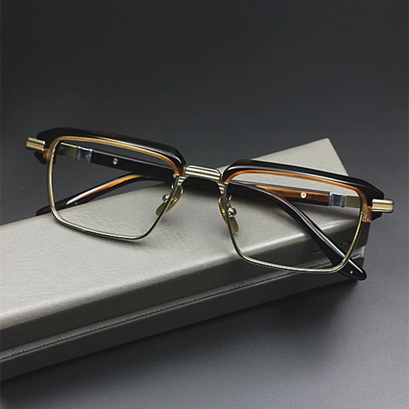

Brand Design Retro Semi Rimless Glasses Frame Men Women Top Quality Vintage Square Eyeglasses Handmade Classic Eyebrow Eyewear