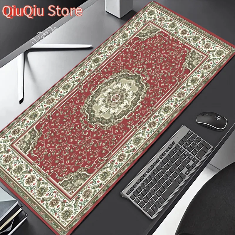 Persian Carpet Mouse Mat 90x40cm Computer Large Mousepad Flower Office Rubber Mat Non-slip Table Pads 80x30 Notebook Computer De view 5