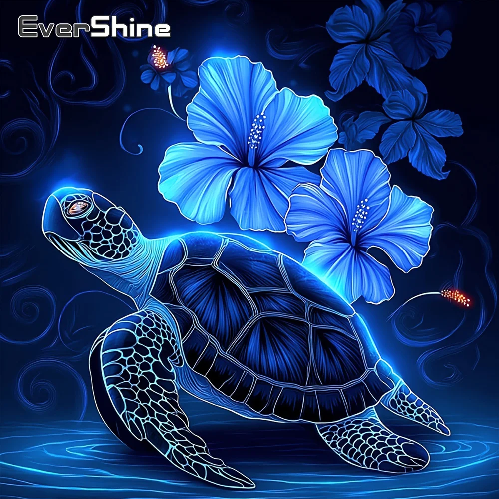 

Алмазная вышивка EverShine: Мозаика с морской черепахой, полная квадратная выкладка стразами, алмазная живопись, цветы, 5D DIY, декор для дома