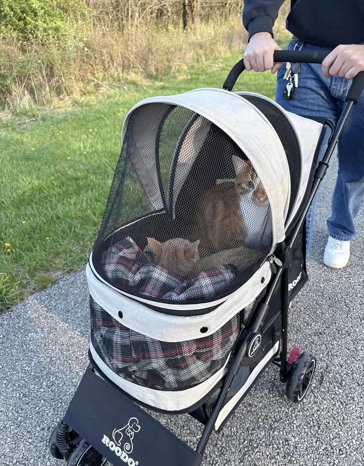 All-Terrain Pet Travel: Lightweight Foldable Pet Stroller for Small/Medium Pets, up to 30 lbs, Light Khaki