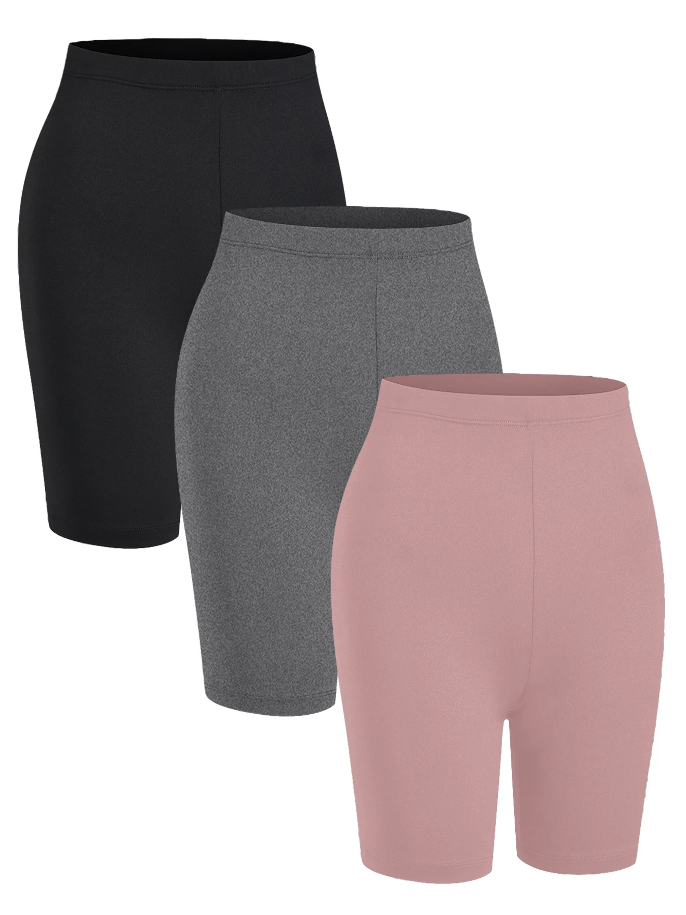 3 Pack Women's Super Soft Biker Shorts High Stretchy No See Through Workout Running Yoga Athletic 6