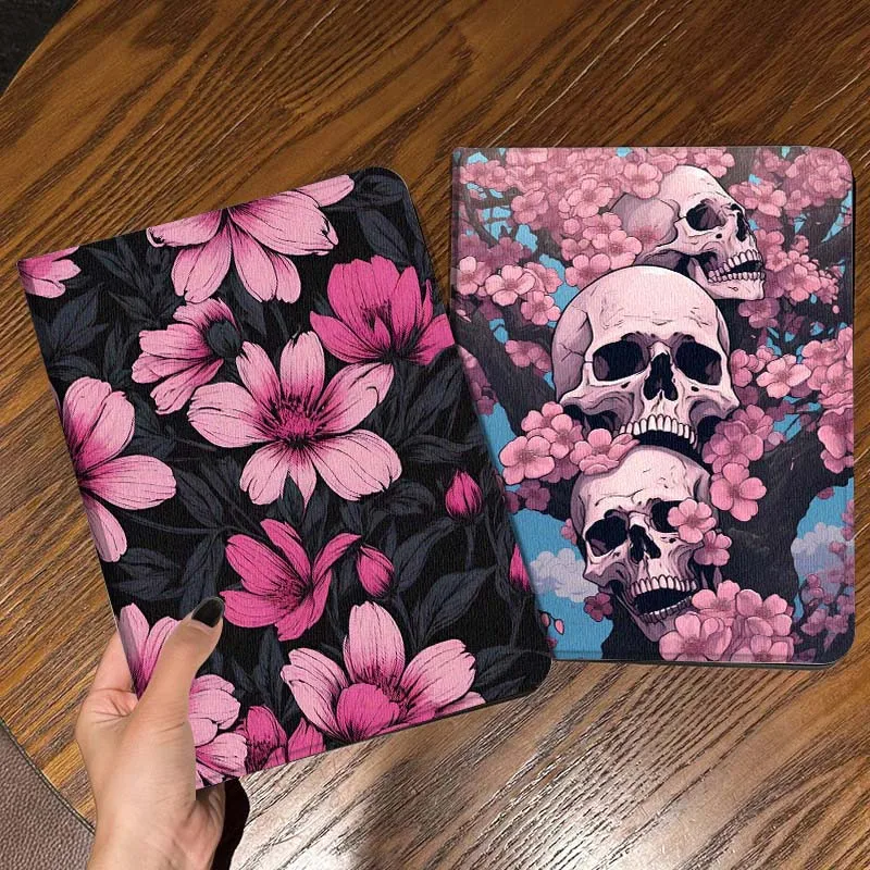 

Pink Flower Dark Pattern Gift Tablet Case For Apple iPad Air Pro mini 1 2 3 4 5 6 7 8 9 11 M2 M3 M5 M4 5th 6th 7th 10th 11th