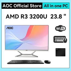 AOC-All-in-One Desktop Gaming Computer, AMD 3200U, 16G, 512G, Ajuste DDR4, AIO, Casa, Escritório, Jogos, Desktops, WIN11, 23,8