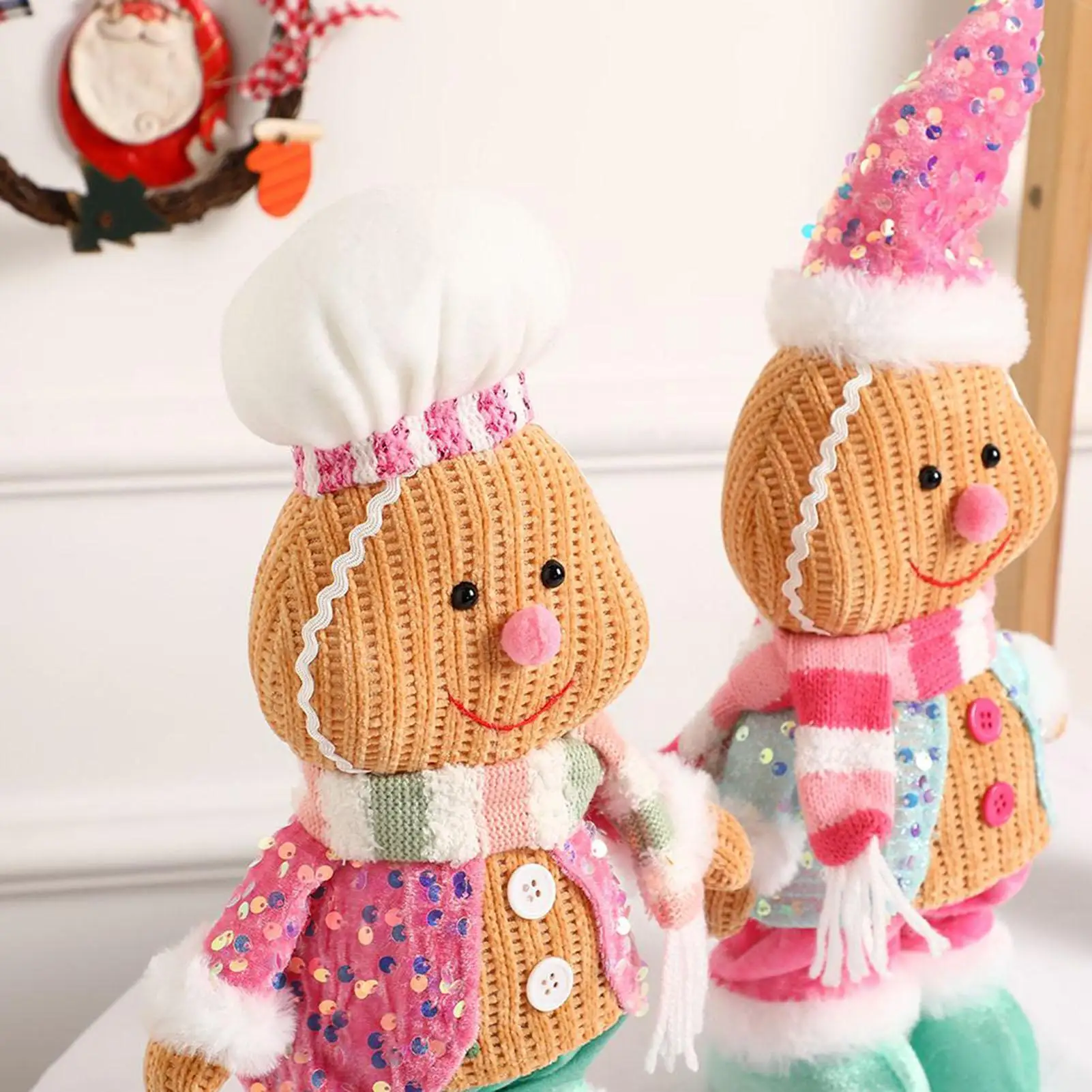 Gingerbread Man Plush Christmas Gingerbread Plush Stuffed Toys Huggable Soft Doll Home Decoration for Toddler Kids Teens Family