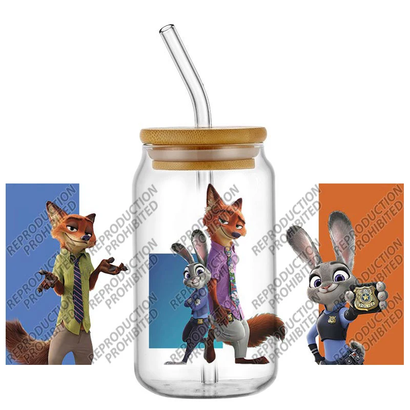 

Новый дизайн, мультяшный фильм Zootopia, УФ DTF, обертывания для чашек для 16 унций, водонепроницаемая УФ-переносная наклейка DTF, очки, кружка, сделай сам, наклейка