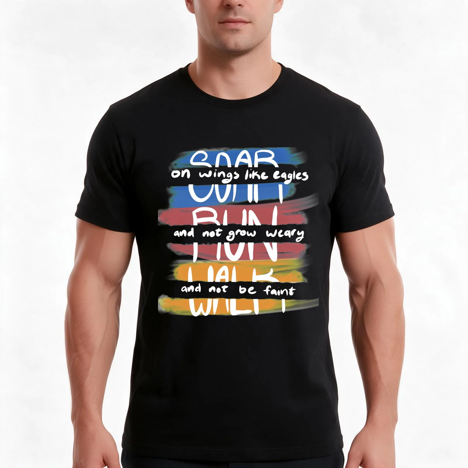Isaiah 40:31 - Soar Run Walk T-Shirt Summer Casual Cotton Tee Oversized Streetwear Tops Vintage Graphic Print 100% Cotton