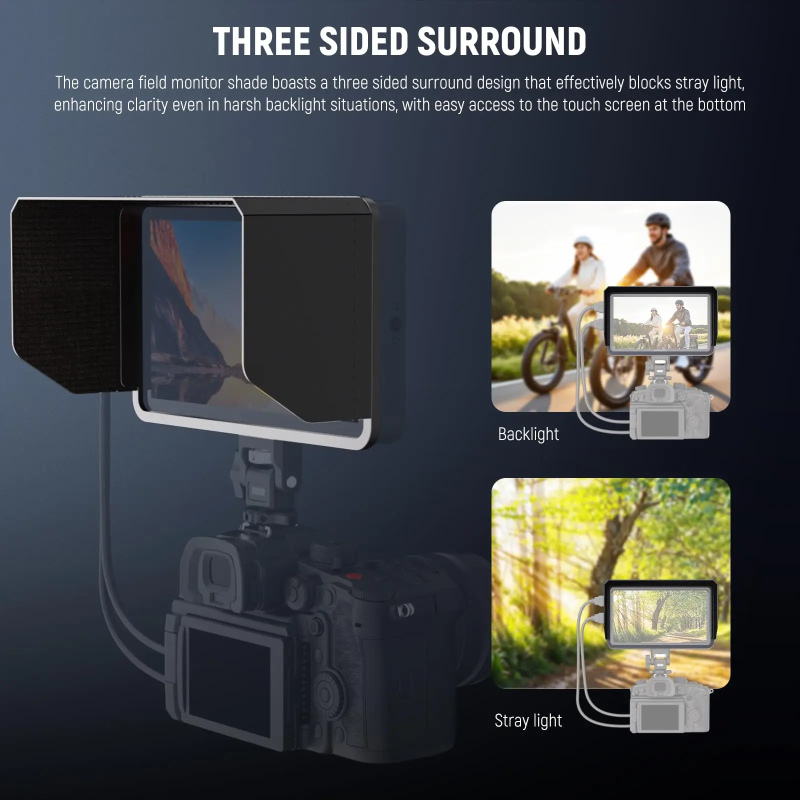 NEEWER Field Monitor Sunshade with NEEWER F700 Camera Three Side