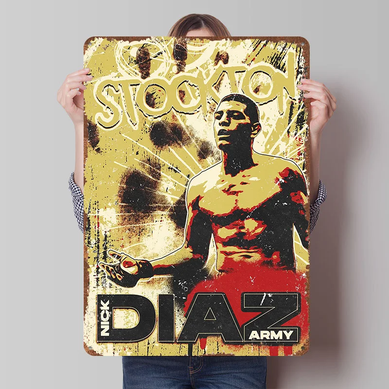 Nick Diaz Army Printed Posters Customizable Wall Art Retro Vintage Metal Tin Signs for Home Room Setup Decorations Custom Sign