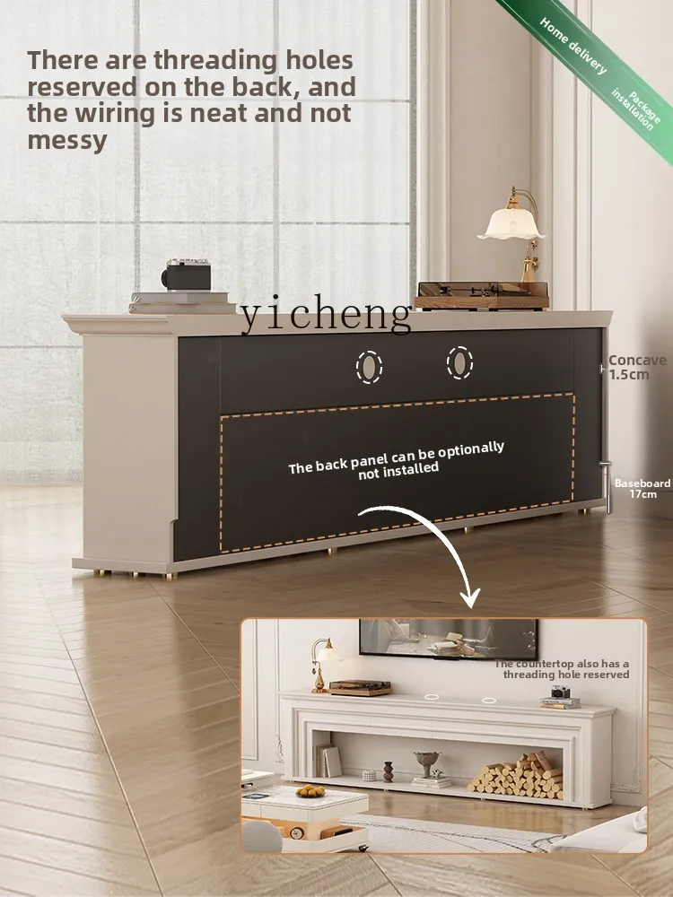 

ZC cream ultra-thin electronic fireplace decoration living room decoration simulation embedded fireplace TV cabinet integrated