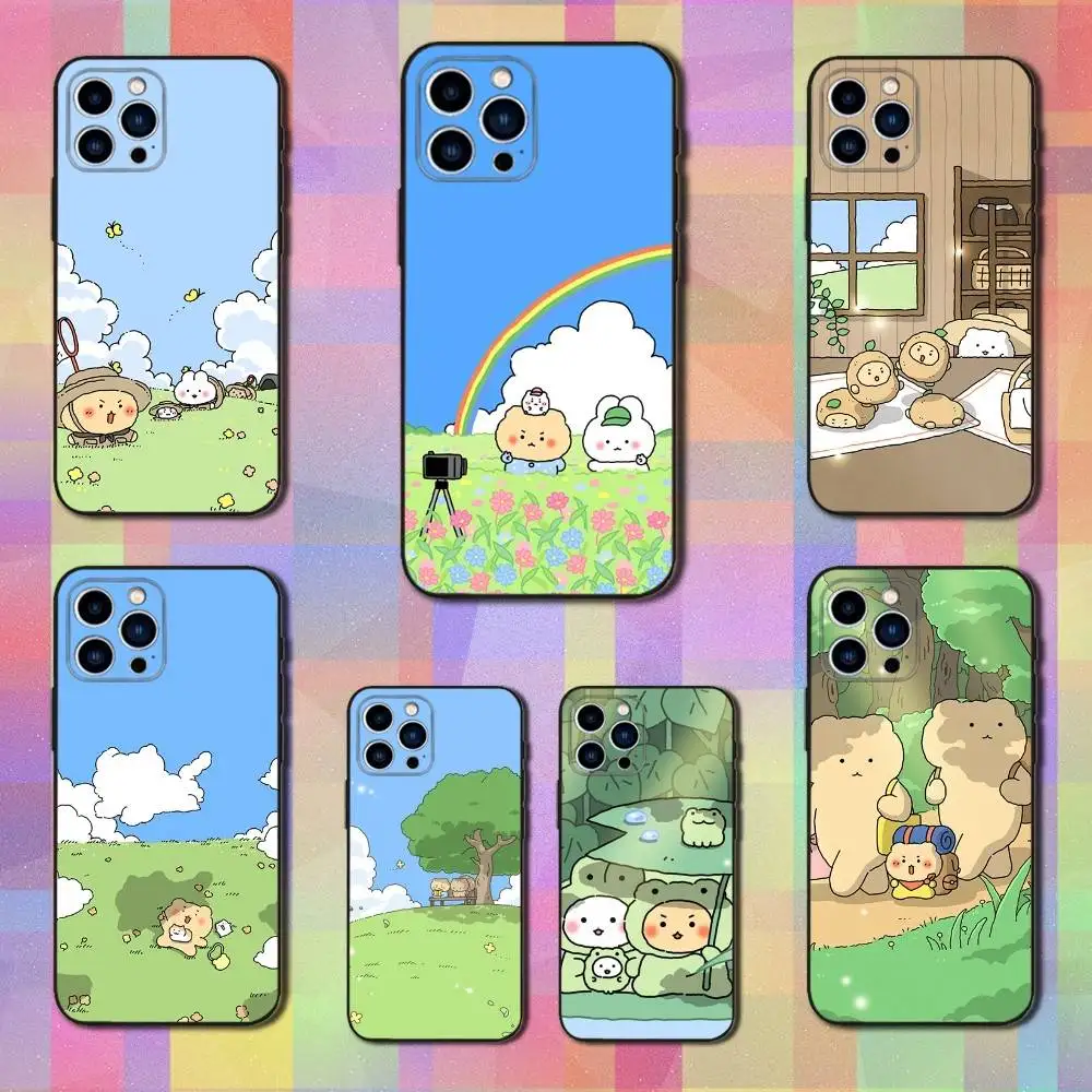 

Cute Warmth Cartoon Bear Phone Case For iPhone 16,15,14,13,12,11 Plus,Pro Max,XS,X,XR,SE,Mini,8,7,Soft Silicone Black Cover