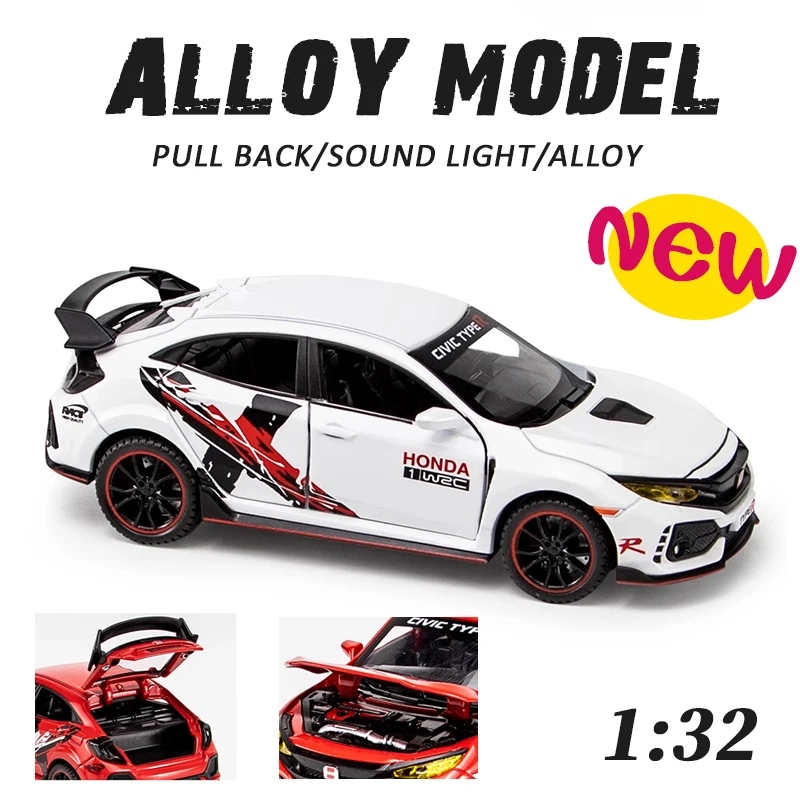 

1/32 TYPE-R sports car Limited edition Diecasts Alloy Metal Vehicle Toy Models Sound Light collectibles Children Gift hot wheel