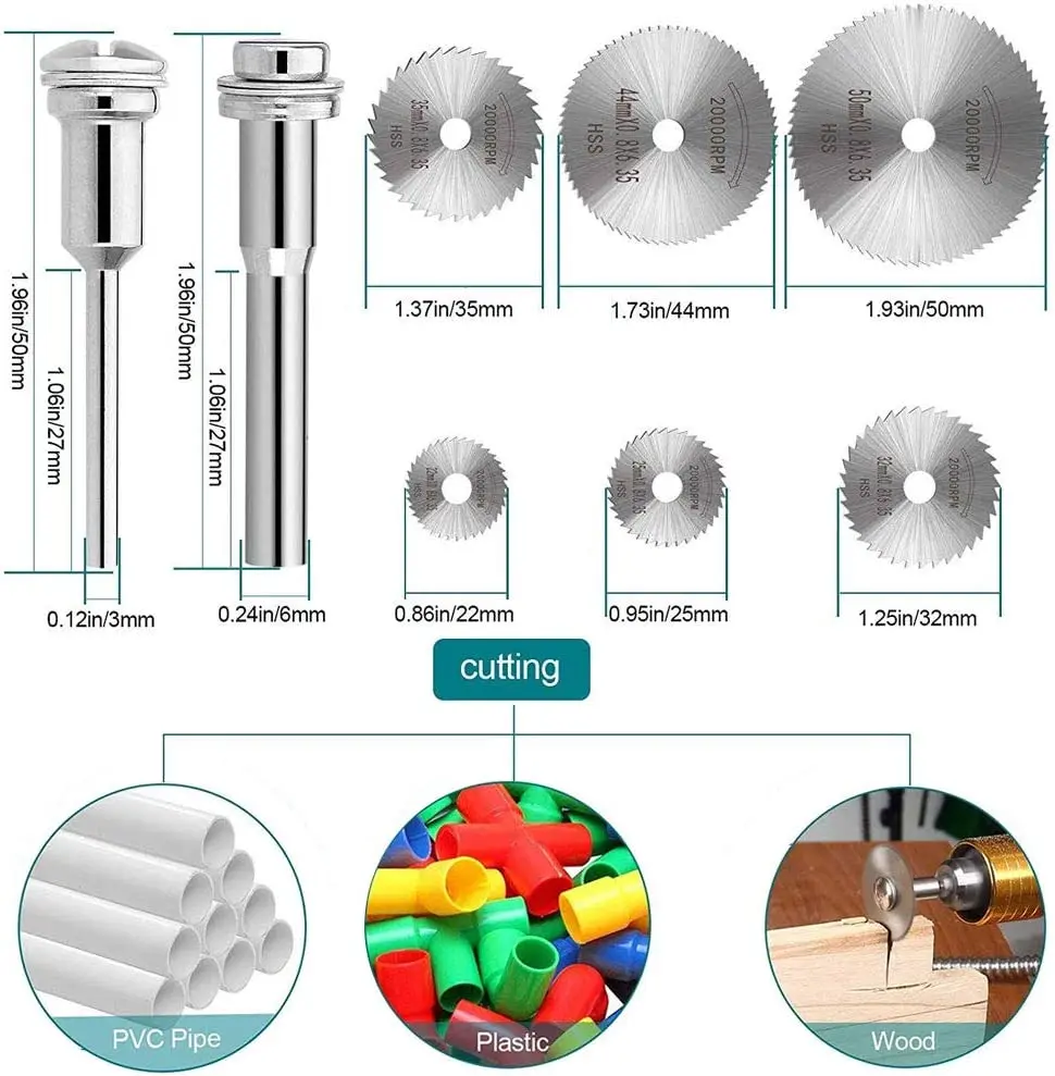 Diamond Cutting Wheel Set, Rotary Tool, Cutter Kit with Mandrels, Resin Cutoff Disc, Combo Cutter Kit, Circular Saw Blades