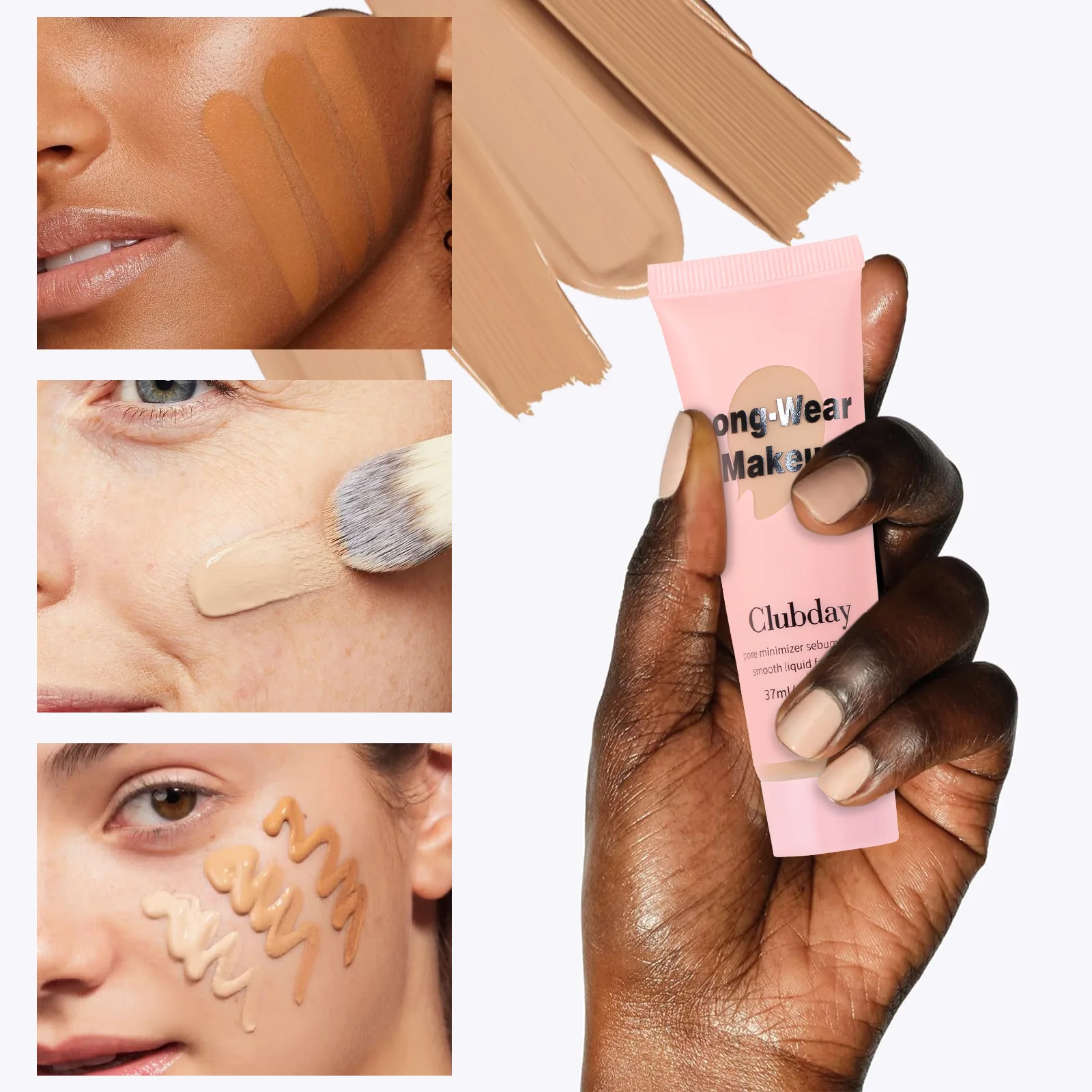 Liquid Foundation Concealer Long Lasting Waterproof Moisturizing Brighten Foundation Natural Matte BB Cream Face Base Makeup