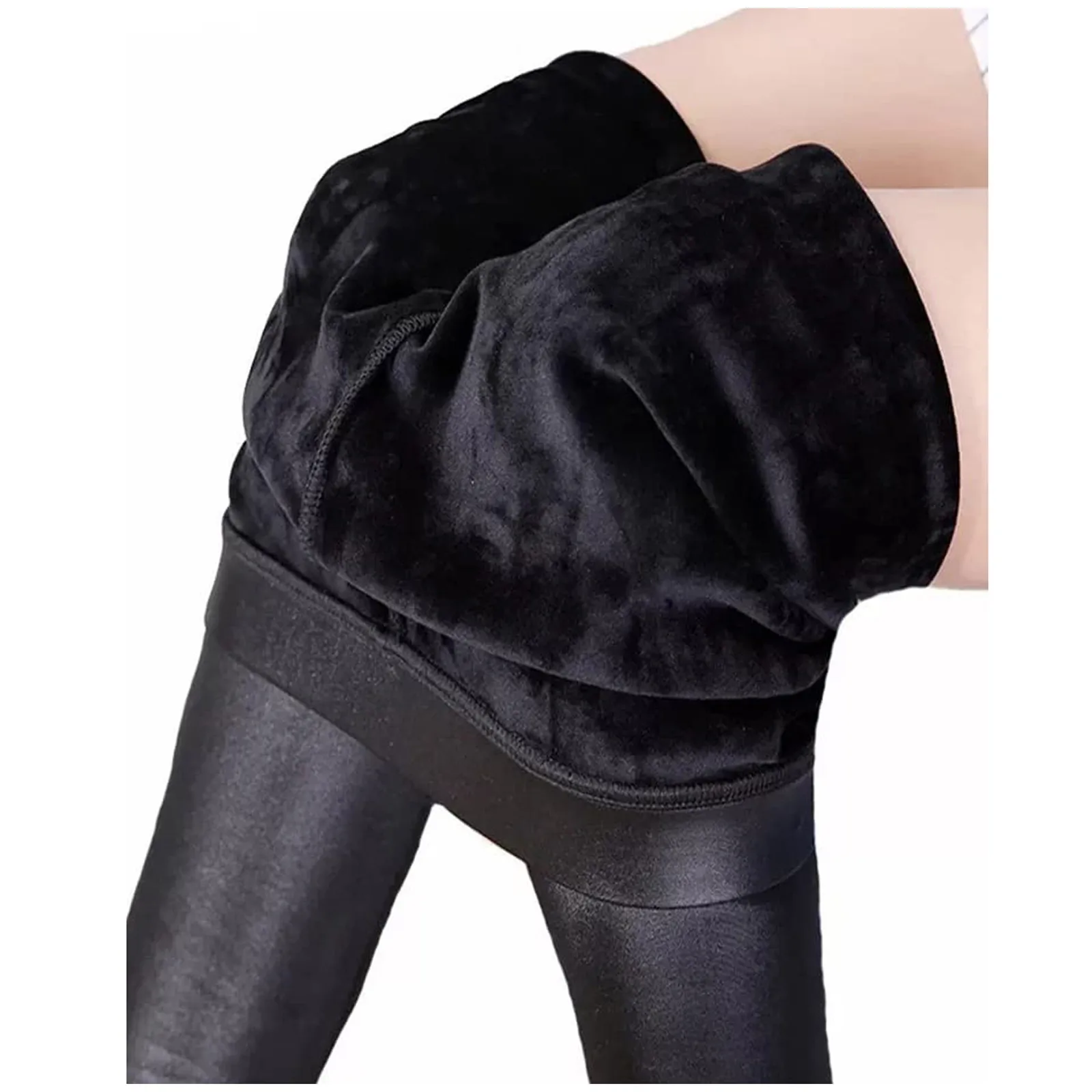 Plus Size Warm Imitation Leather Leggings for Women