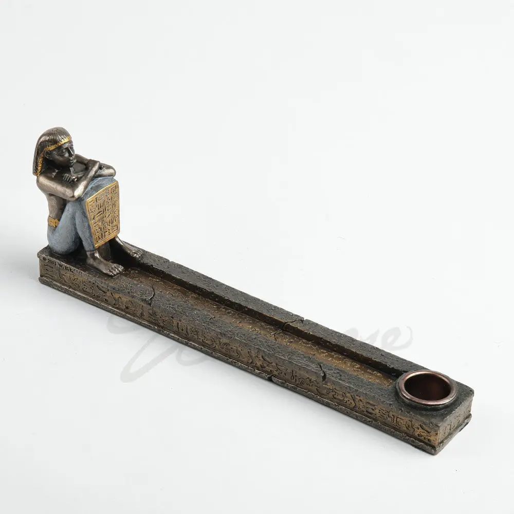Ancient Egyptian Pharaoh Incense Holder Candle Holder 2in1 Bronze Finish Resin Figurine Home Desktop Decorative Ornament Gift