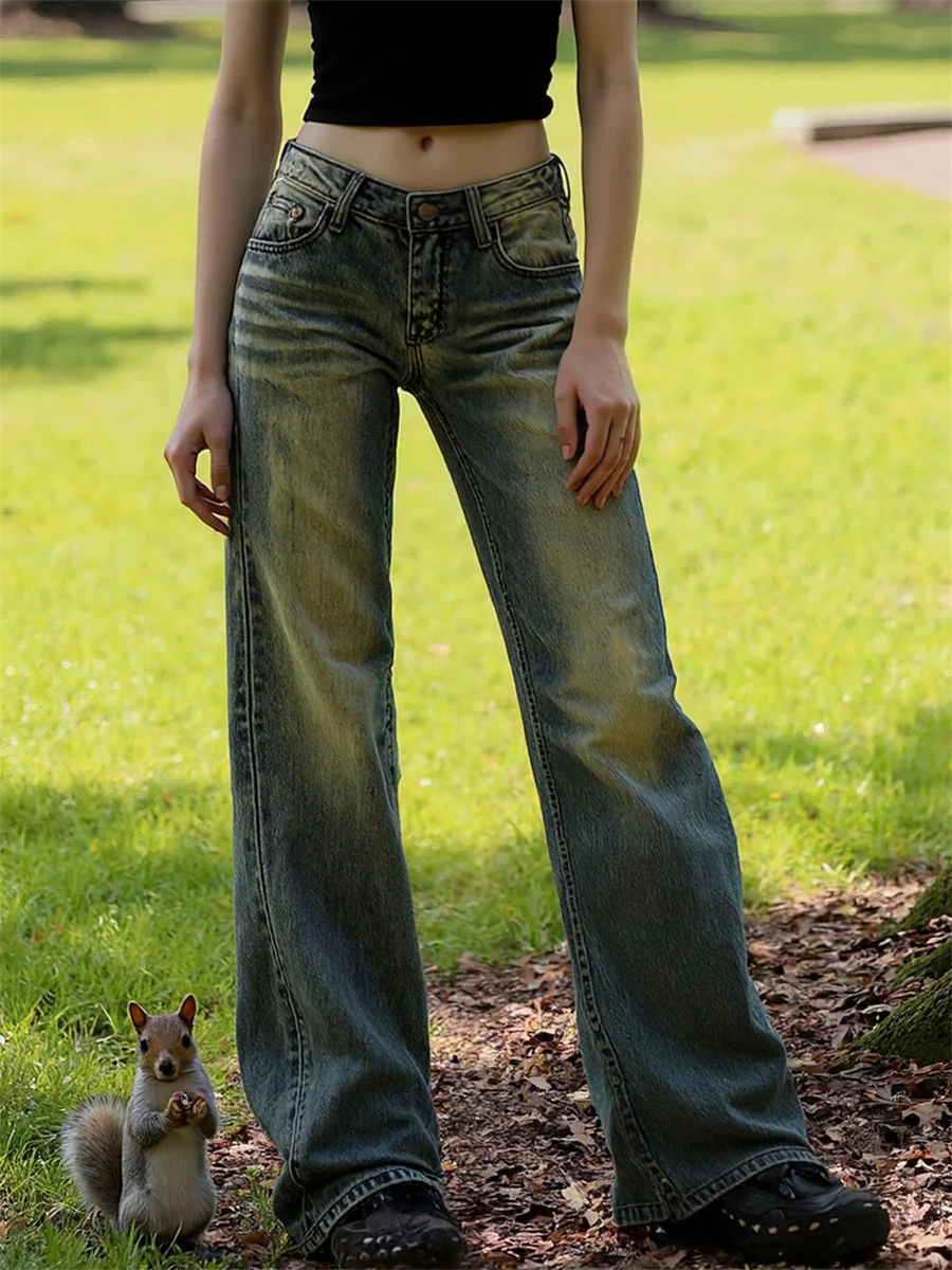 

Джинсы-клеш с низкой посадкой для девушек 20 лет, новый стиль, джинсовые брюки, женская одежда, весенние, длинные, из канваса, в стиле милитари, для походов и тренировок