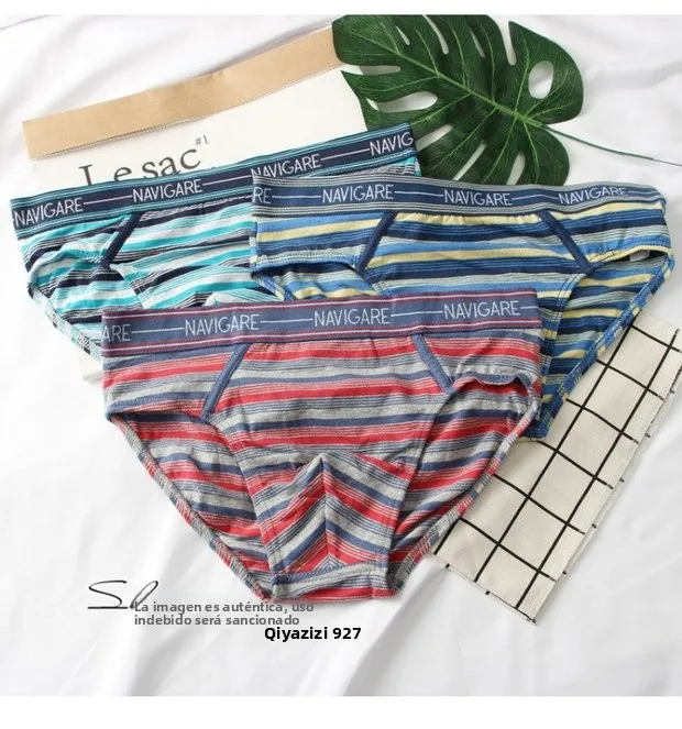 Ropa interior de algodón de alta elasticidad para hombre, pantalones triangulares de cintura baja, calzoncillos cómodos y tra...