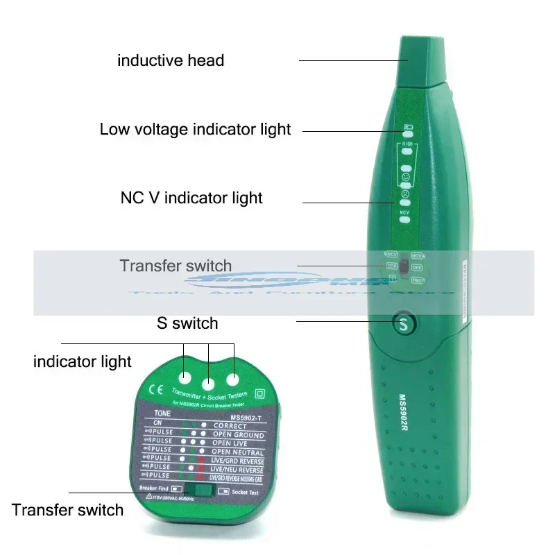 Ms5902r Multi-Function Wall Detector Strong Electric 220V Dark Line Breakpoint Line Finder Air Open Socket Tester