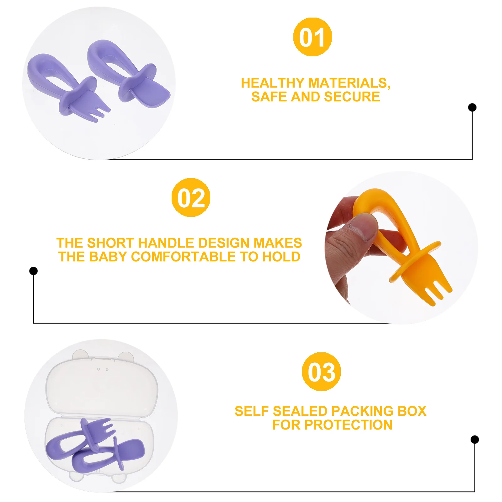 مجموعتان من ملاعق الأطفال المميزة، شوك سهلة الإمساك وغير قابلة للتشوه، مجموعة تدريب الطعام للأطفال