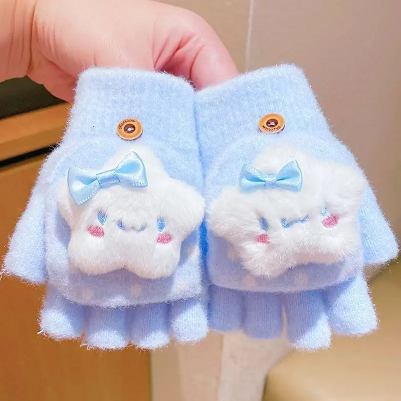 Guanti infradito per bambini Guanti mezze dita senza dita Sanrio Kuromi Cartoon per ragazzi e ragazze per tenere al caldo in autunno inverno