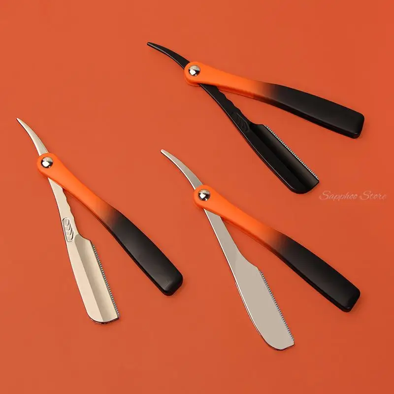 

Manual Straight Edge Razors Gradient ABS Handle for Feather Blade Dual color blocking Hair Removal Shaver Folding Shaving Knife