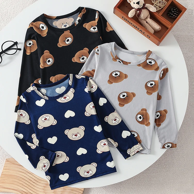 3-Pcs Set Of Children's Long Sleeved And Long Pants Cute Cartoon Top For Spring/Autumn Comfortable Home And Casual ForBoys/Girls