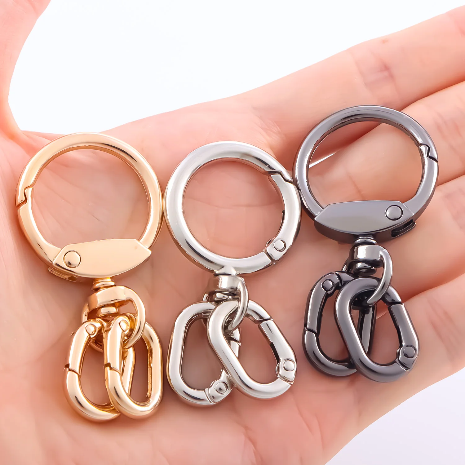 2 PCS Swivel Clasp Clip, Metal Lobster Claw Clasps, Swivel Clasp with Key Rings for Keychain Making, DIY Crafts