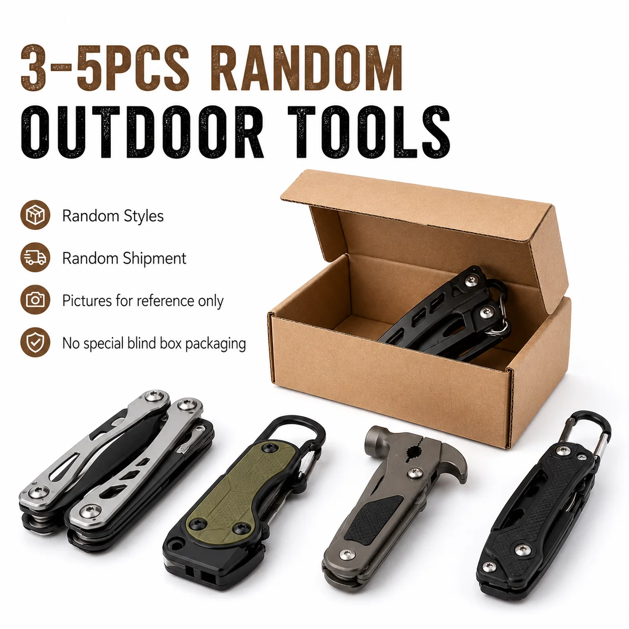 Assortiment aléatoire de 3 à 5 outils multifonctions outdoor