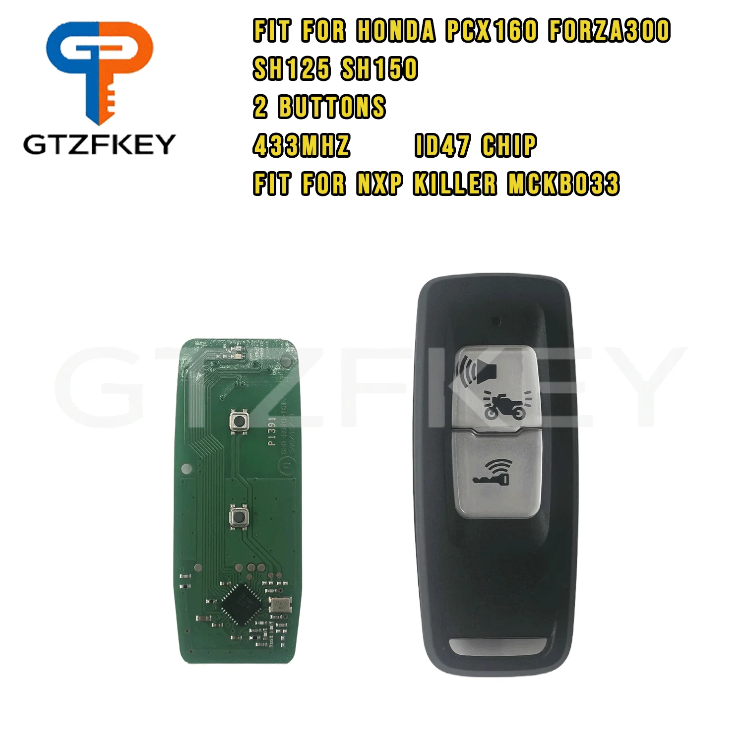 Motorcycle Smart Key Fob 433MHz ID47 Chip K1Z K1B K2S K2V K2C For Honda PCX160 Forza300 SH125 SH150 Fit For NXP KILLER MCKB033
