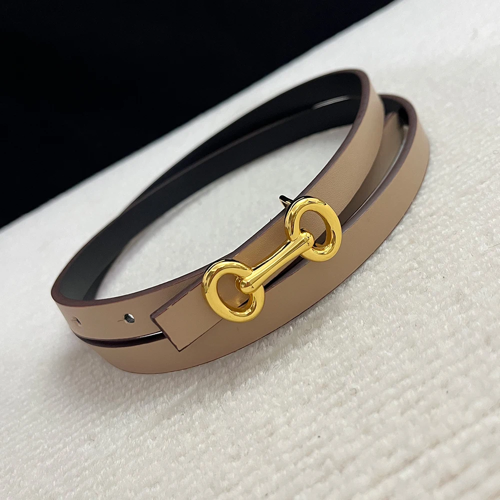 Women\'s Fashion Belt Luxury Top Thin Belt For Women\'s Retro Small Gold Buckle Decoration Jeans Skirt Belt Trendy Designer Style