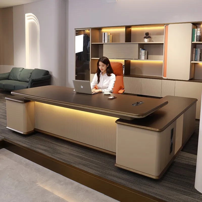 Luxury modular desk  modern L-shapedexpandable solid wood furniture for home and office buildings