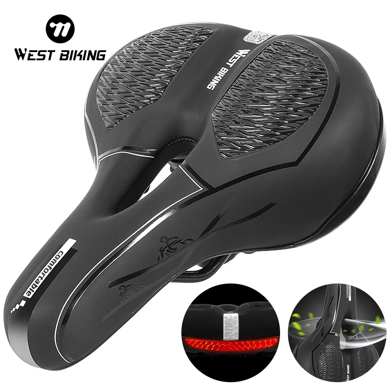 WEST BIKING Bicycle Saddle Thicken Bicycle Seat MTB Hollow Cycling Cushion Sillin Selim Bicicleta Sponge Bike Cycling Saddle