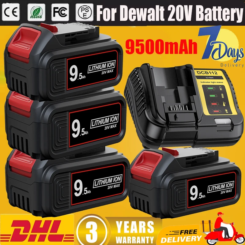 

DCB200 9500mAh For Dewalt 20V Replacement Battery 21700 Lithium Rechargeable Battery MAX For Flexvolt For Dewalt Tool Batteries