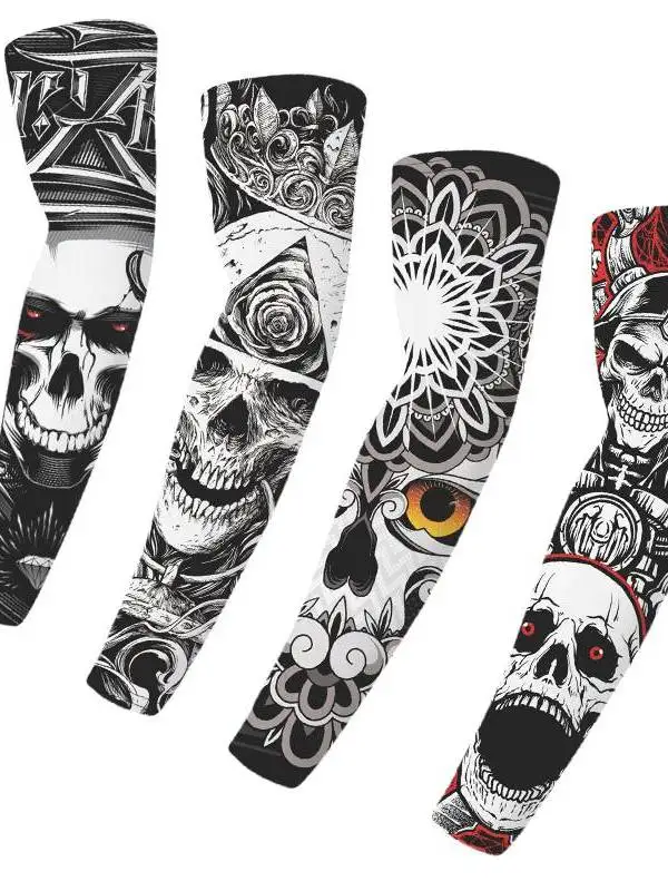 3d-skull-tattoo-print-outdoor-cycling-arm-sleeves-breathable-uv-protection-lightweight-portable-for-men-and-women