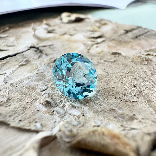 Laborgezüchteter Paraiba-Edelstein, runder Schliff, neonblauer synthetischer Turmalin, lose für Schmuckfassungen & anpassbares Zertifikat – Detail 6