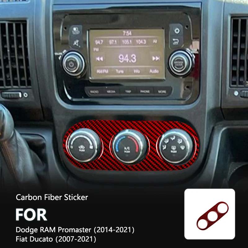 Air Conditioning Control Panel Red Carbon Fiber Interior Stickers For Dodge RAM Promaster 2014-2021 Fiat Ducato 2007-2021