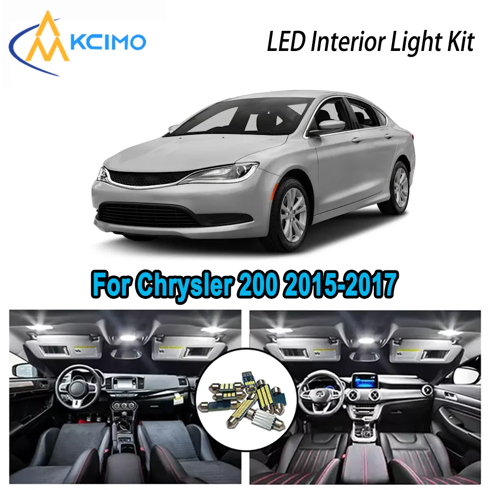 

Bright Premium LED Interior Kit for Chrysler 200 2015-2017 2016 2017 Dome Map Trunk Lamps Error Free Automotive Lighting