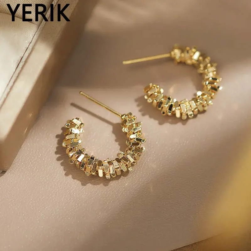 Ik-Boucles d\'oreilles semi-transparentes en forme de C en métal torsadé vintage pour femmes, bijoux de fête, accessoires de luxe, nouvelle mode, 2023