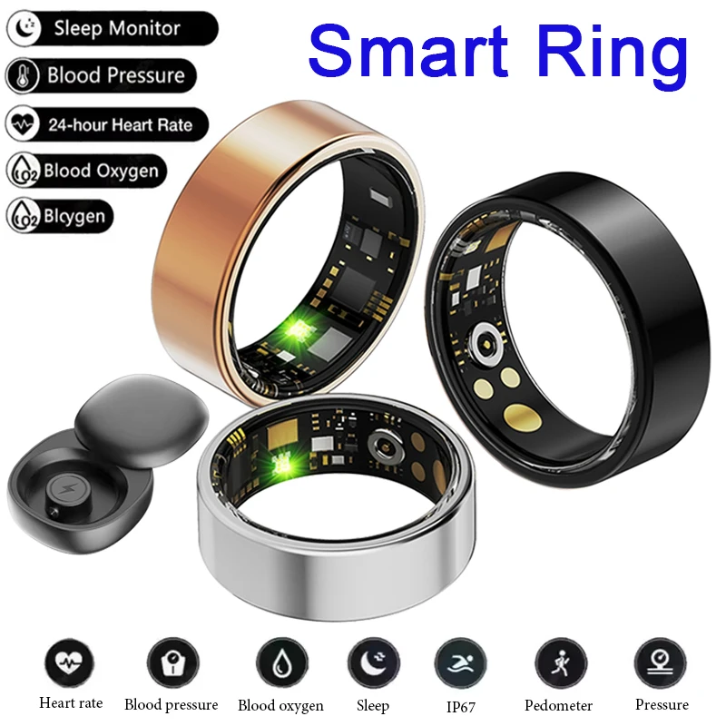 Multi-functional Smart Ring Heart Rate and Blood Oxygen Monitor Waterproof Sleep Fitness Multi-sport Mode Men Women Ring